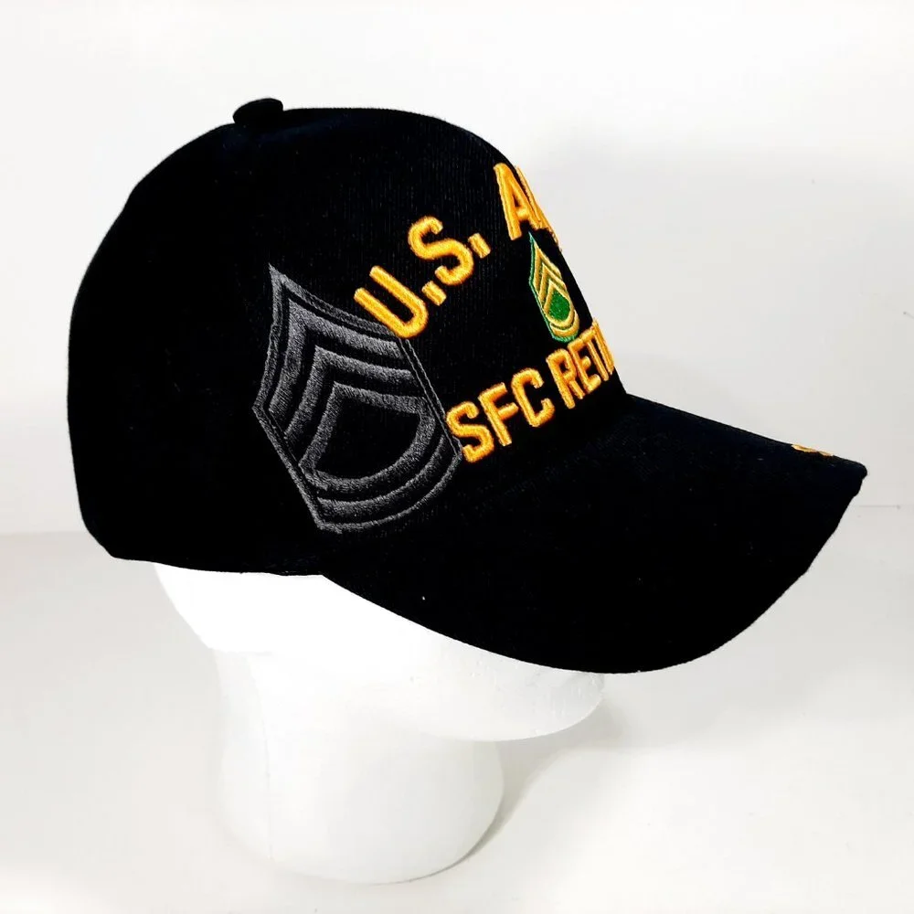 US Army SFC Retired Men's Baseball Cap Hat Black E